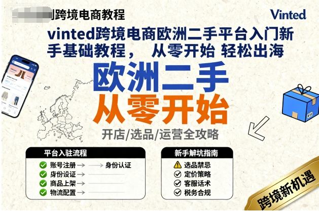 vinted跨境电商欧洲二手平台入门新手基础教程,从零开始轻松出海-168网创
