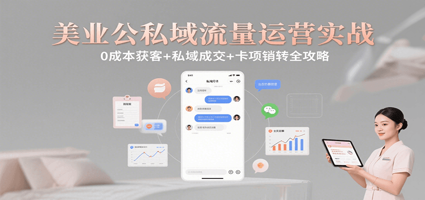 美业公私域流量运营实战:0成本获客+私域成交+卡项销转全攻略-168网创