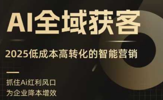 AI全域获客实训营,2025低成本高转化的智能营销,精准找客,高效营销-168网创