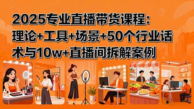 （15988期）2025专业直播带货课程：理论+工具+场景+50个行业话术与10w+直播间拆解案例-168网创