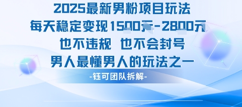 2025最新男粉项目玩法每天变现1k+也不违规也不会封号男人最懂男人的玩法-168网创