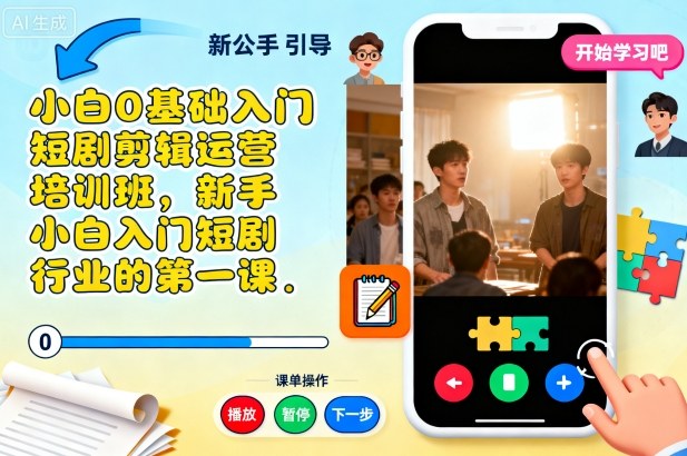 小白0基础入门短剧剪辑运营培训班,新手小白入门短剧行业的第一课-168网创