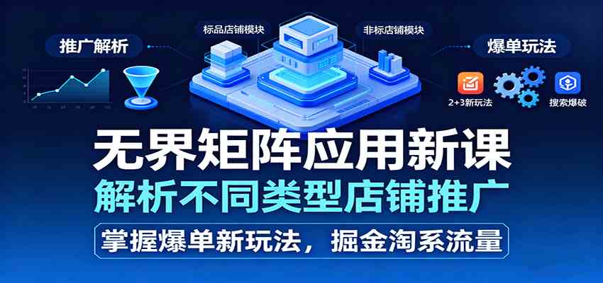 无界矩阵应用新课，解析不同类型店铺推广，掌握爆单新玩法，掘金淘系流量-168网创