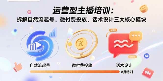 （15654期）运营型主播培训：拆解自然流起号、微付费投放、话术设计三大核心模块-8月-168网创