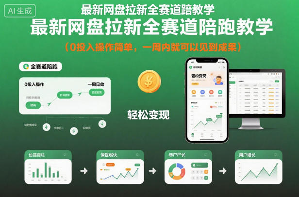 最新网盘拉新全赛道陪跑教学，0投入操作简单，一周内就可以见到成果-168网创