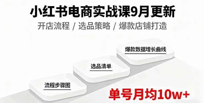 （16120期）小红书电商实战课9月更新，开店流程/选品策略/爆款店铺打造，单号月均10w+-168网创