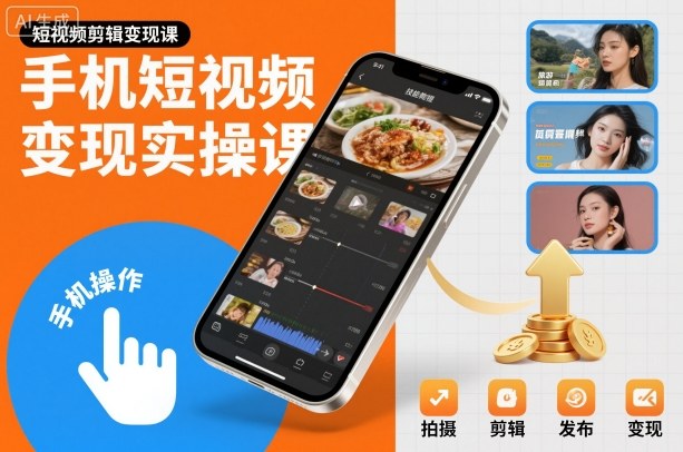手机短视频变现实操课,短视频剪辑变现课-168网创
