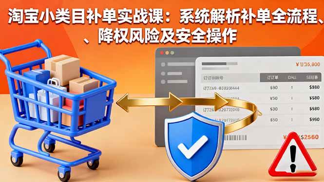(16239期)淘宝小类目补单实战课:系统解析补单全流程、降权风险及安全操作-168网创