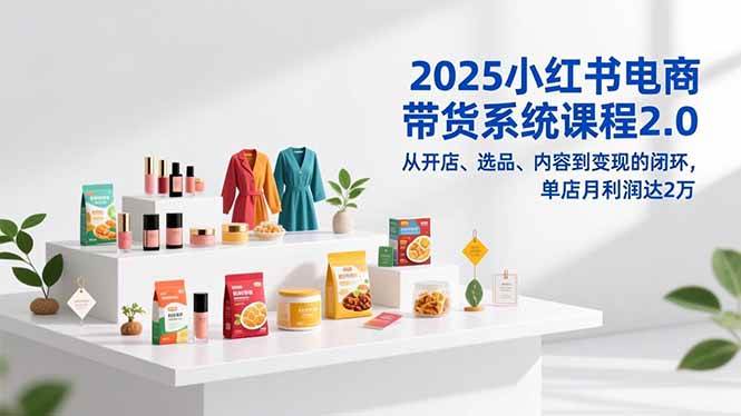 （16880期）2025小红书电商带货系统课程2.0，从开店、选品、内容到变现的闭环，单店月利润达2万-168网创