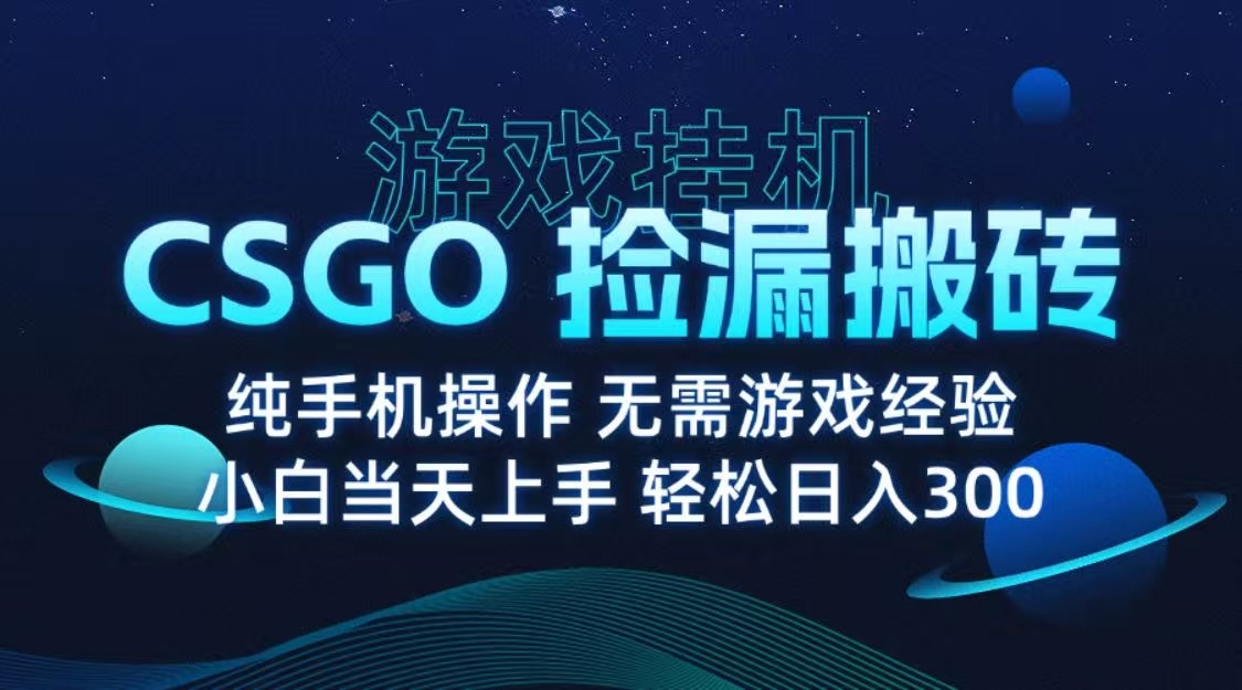 9月最新游戏搬砖,CSGO纯挂机,不需要玩游戏,实现真挂机,月入1W+-168网创