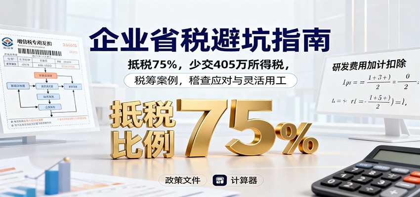 企业省税避坑指南:抵税75%,少交405万所得税,税筹案例,稽查应对与灵活用工-168网创