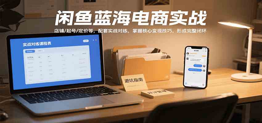 闲鱼蓝海电商实战，涵盖店铺、起号、定价等，配套实战对练，掌握核心变现技巧-168网创