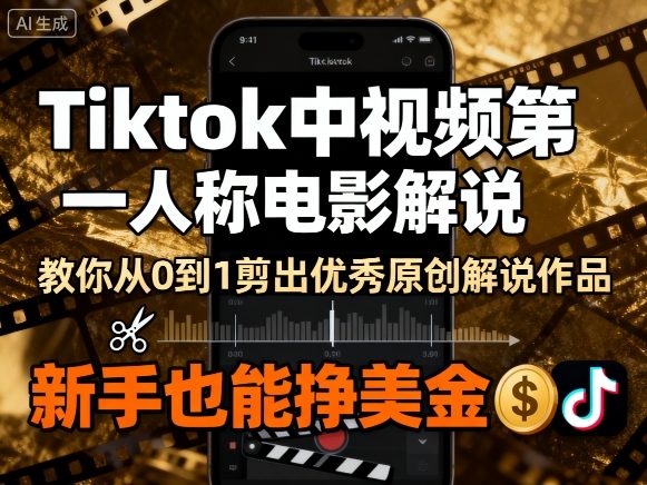 Tiktok中视频第一人称电影解说，教你从0到1剪出一个优秀的原创解说作品，新手也能挣美金-168网创
