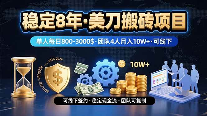 (15632期)稳定8年的美刀搬砖项目,单人每日收益800—3000.团队4人月入10W+.可线下-168网创