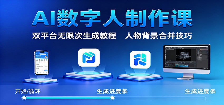 AI数字人制作课:双平台无限次生成教程,人物背景合并技巧-168网创