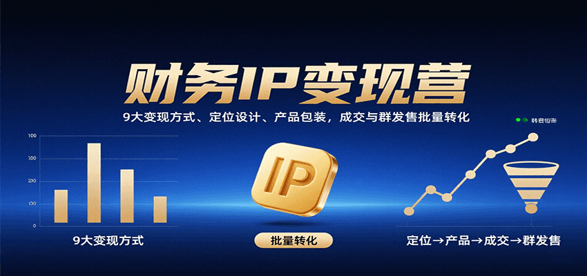 财务IP变现营:9大变现方式、定位设计、产品包装,成交与群发售批量转化-168网创