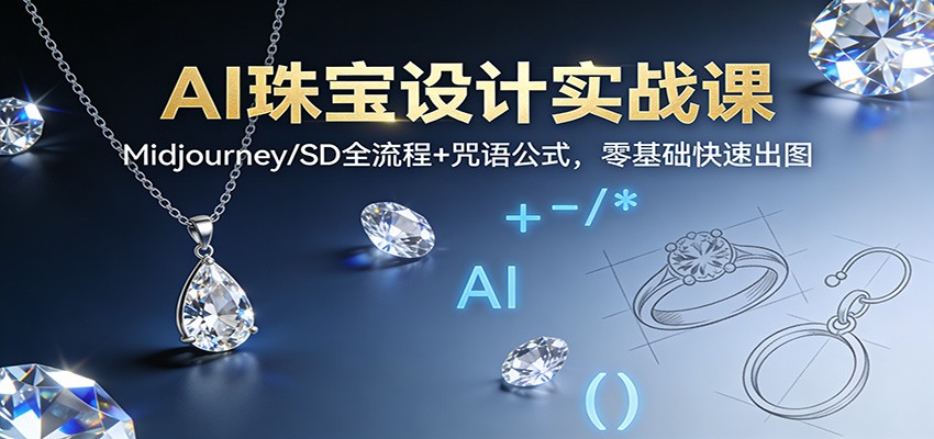 AI珠宝设计实战课：Midjourney/SD全流程+咒语公式，零基础快速出图-168网创