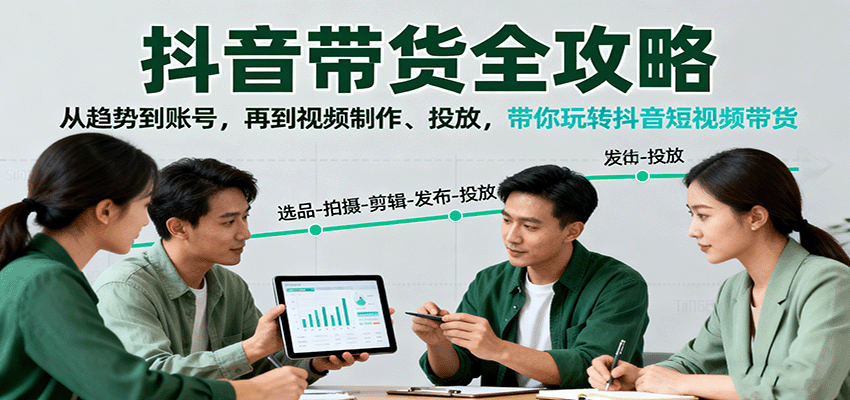 抖音带货全攻略:从趋势到账号,再到视频制作、投放,带你玩转抖音短视频带货-168网创