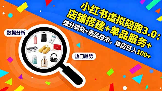 （16451期）小红书虚拟陪跑3.0：店铺搭建+单品服务+细分铺货+选品技术，单店日入100+-168网创