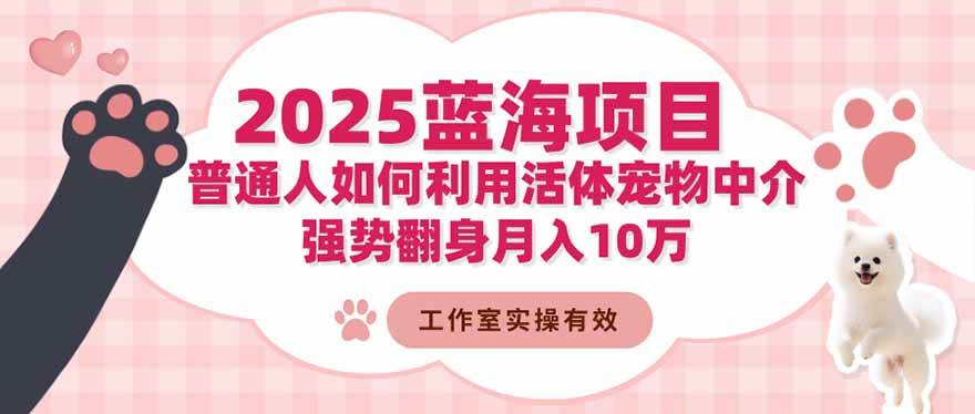 (16489期)2025蓝海项目:普通人如何利用活体宠物中介,强势翻身月入10万-168网创