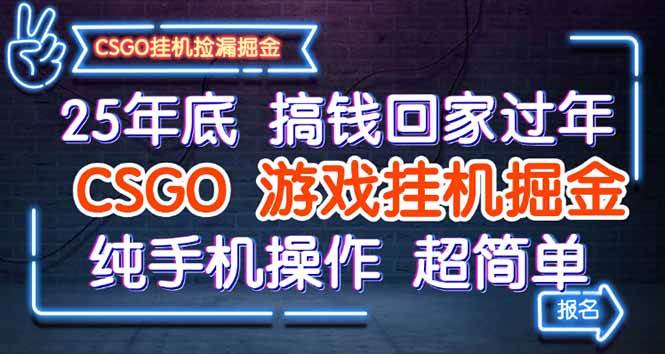 （16343期）25年底搞钱回家过年，CSGO游戏挂机掘金，纯手机操作超简单-168网创