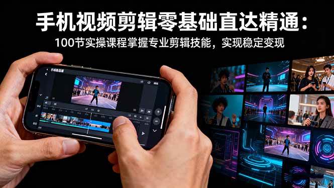 （16466期）手机视频剪辑零基础直达精通：100节实操课程掌握专业剪辑技能，实现稳…-168网创