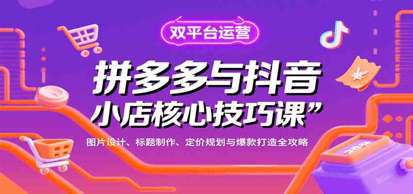 拼多多与抖音小店核心技巧课，图片设计、标题制作、定价规划与爆款打造全攻略-168网创