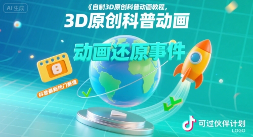 自制3D原创科普动画教程,动画还原事件,抖音最新热门赛道,可过伙伴计划-168网创