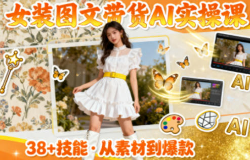 女装图文带货的AI实操课,覆盖38个实用技能,快速提升素材制作效率-168网创