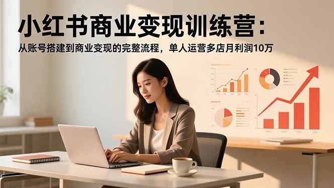 (16698期)小红书商业变现训练营:从账号搭建到商业变现的完整流程,单人运营多店月利润10万-168网创