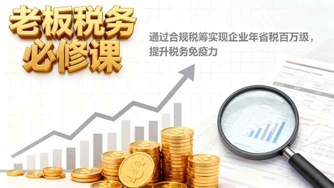 （16426期）老板税务必修课，通过合规税筹实现企业年省税百万级，提升税务免疫力-168网创