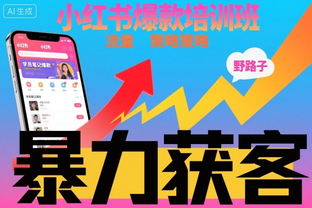 小红书爆款培训班，小红书获客野路子流量打法，暴力持续获客-168网创