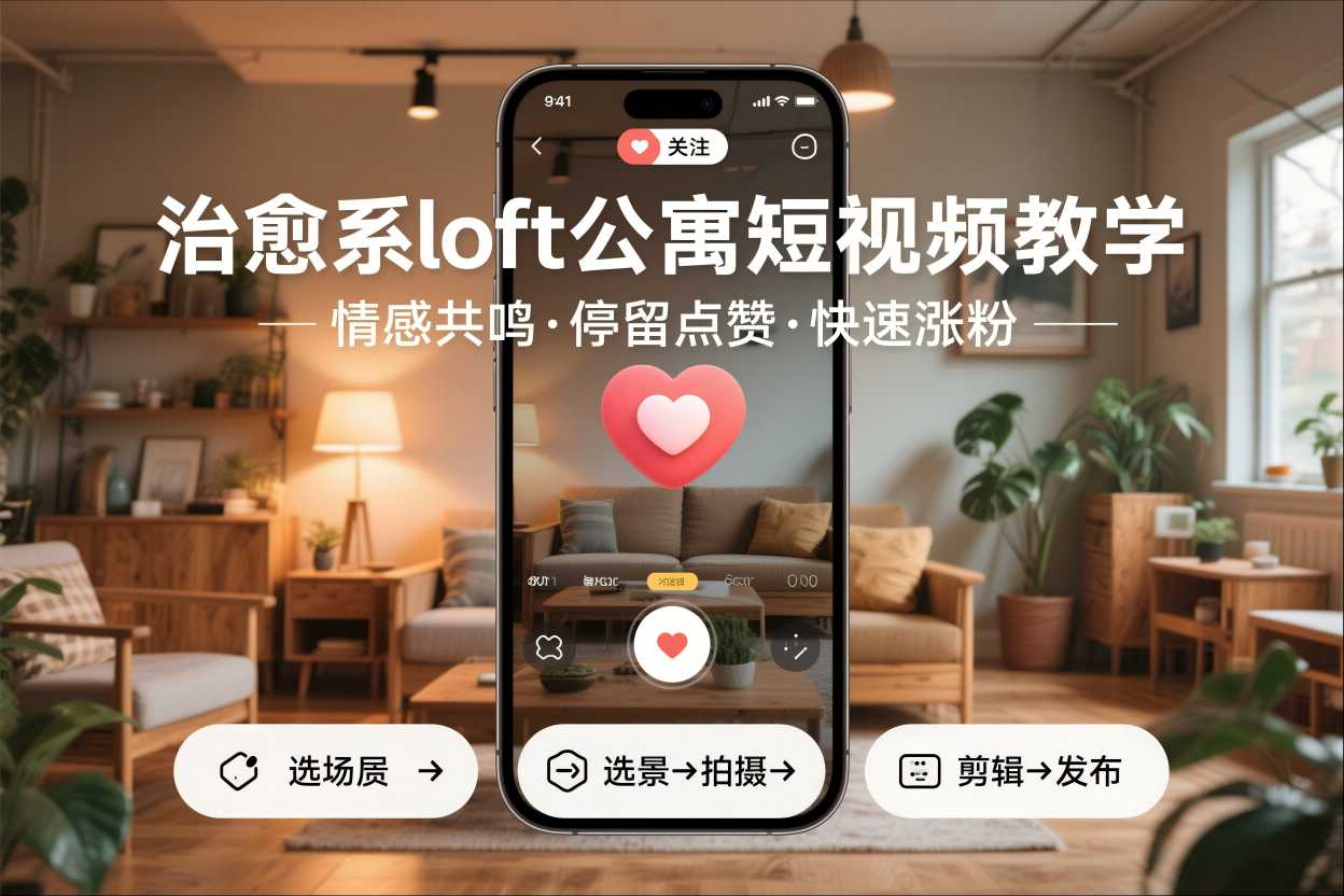 治愈系loft公寓短视频制作教学，情感共鸣引停留点赞关注，快速起号涨粉-168网创