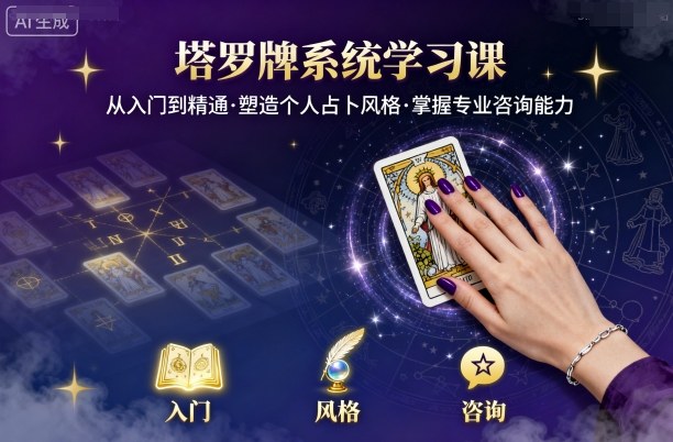 塔罗牌系统学习课，助你从入门到精通，塑造个人占卜风格，掌握专业咨询能力-168网创