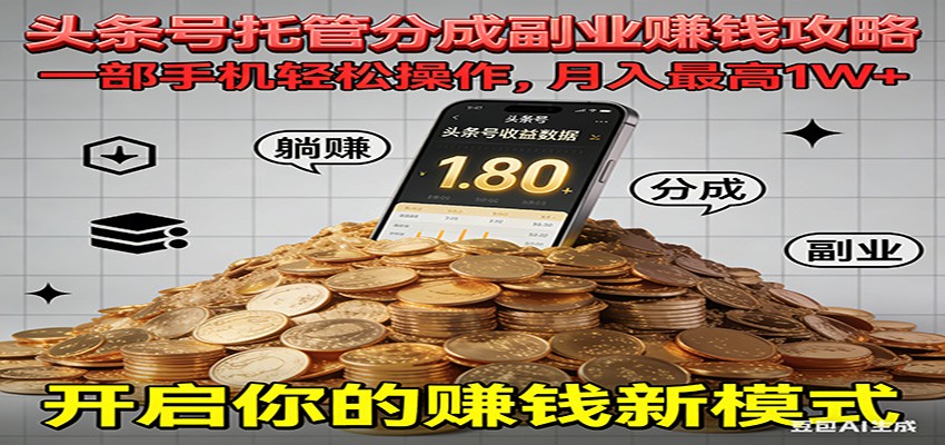 全程托管今日头条,一部手机就可以开干,最高躺赚1W+-168网创