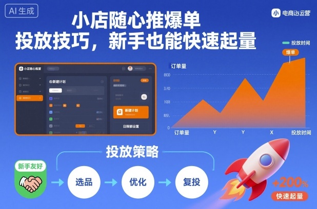 小店随心推爆单投放技巧,新手也能快速起量-168网创