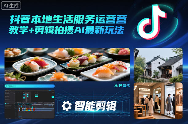 抖音本地生活服务运营教学+剪辑拍摄AI最新玩法-168网创