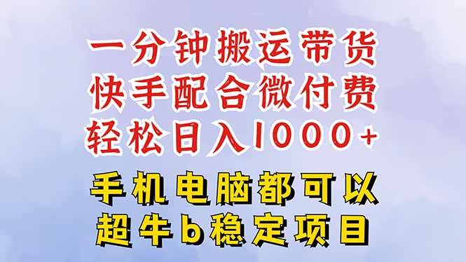 （16285期）快手黑科技一分钟搬运带货，一刀不剪过原创，微付费投流玩法，轻松日入…-168网创