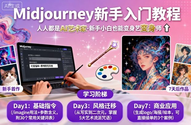 midjourney新手入门教程：人人都是AI艺术家，新手小白也能变身艺术大师-168网创