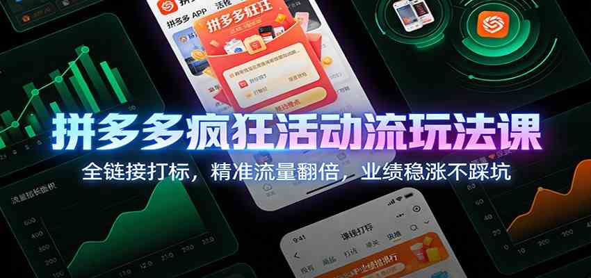 拼多多疯狂活动流玩法课：全链接打标，精准流量翻倍，业绩稳涨不踩坑-168网创