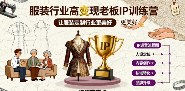 服装行业高变现老板IP训练营,让服装定制行业更美好-168网创