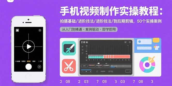 （15789期）手机视频制作实操教程：拍摄基础/进阶技法/到后期剪辑，50个实操案例-168网创