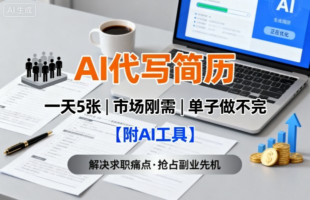 AI代写简历，一天5张，今年找工作难，市场刚需，单子做不完【附AI工具】-168网创