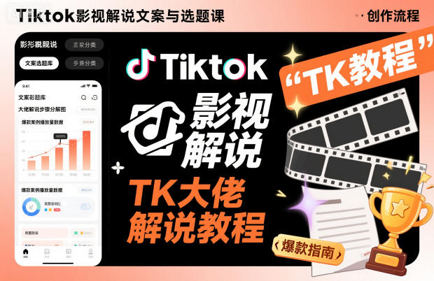 Tiktok影视解说文案与选题课,TK大佬影视解说教程-168网创