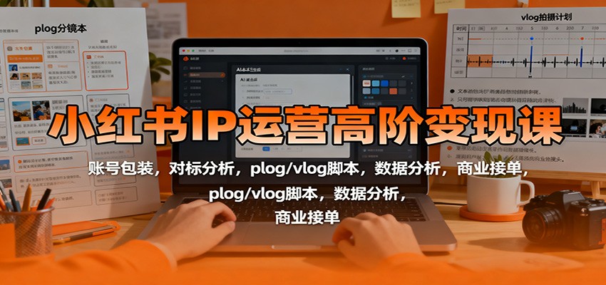 小红书IP运营高阶变现课:账号包装,对标分析,plog/vlog脚本,数据分析,商业接单-168网创