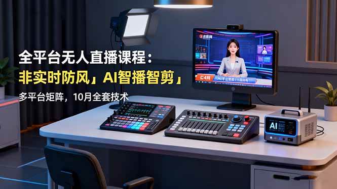 （16279期）全平台无人直播课程：非实时防风＋AI智播智剪＋多平台矩阵，10月全套技术-168网创
