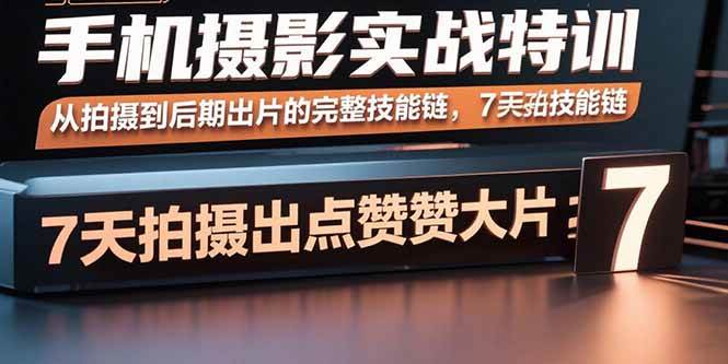 （15949期）手机摄影实战特训，从拍摄到后期出片的完整技能链，7天拍出点赞大片-168网创