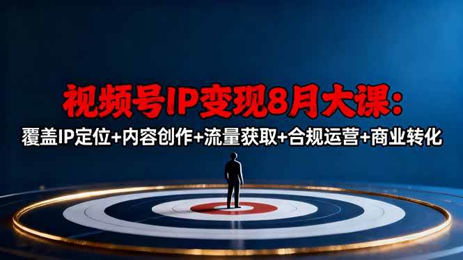 （16361期）视频号IP变现8月大课，覆盖IP定位+内容创作+流量获取+合规运营+商业转化-168网创