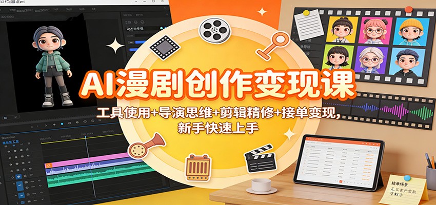 AI漫剧创作变现课：工具使用+导演思维+剪辑精修+接单变现，新手快速上手-168网创