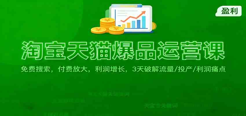 淘宝天猫爆品运营课：免费搜索，付费放大，利润增长，3 天破解流量/ 投产/利润痛点-168网创